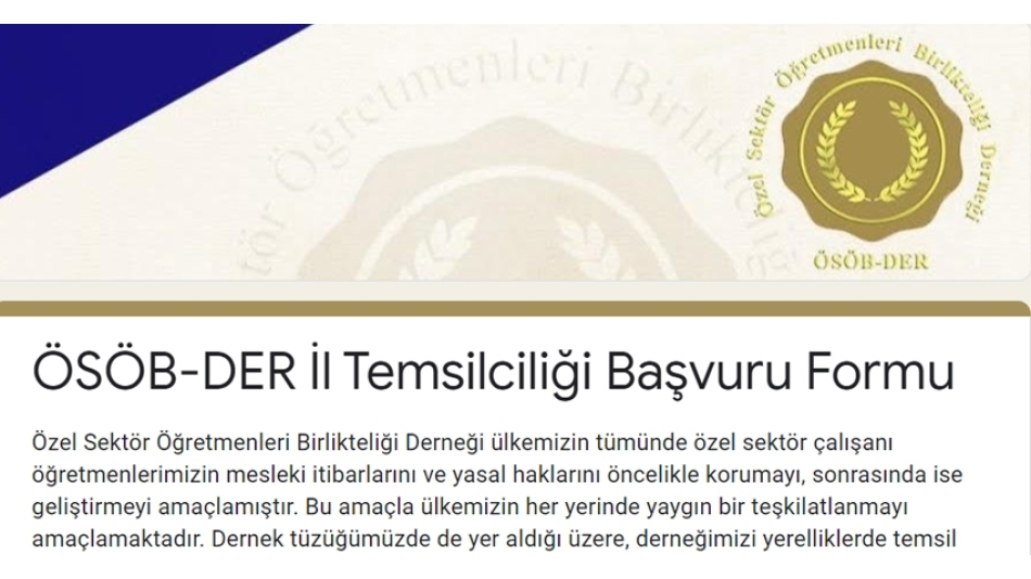 ÖSÖB-DER İl Temsilciliği Başvuru Formu